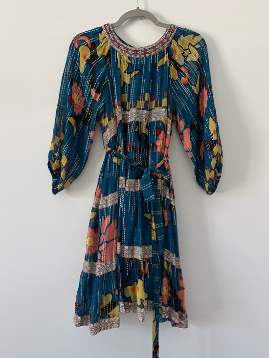Anthropologie Dresses & Skirts - Anthropologie Verb Eulalia Shimmer Tunic Dress Hawaiian Blue Boho Cocktail Dress